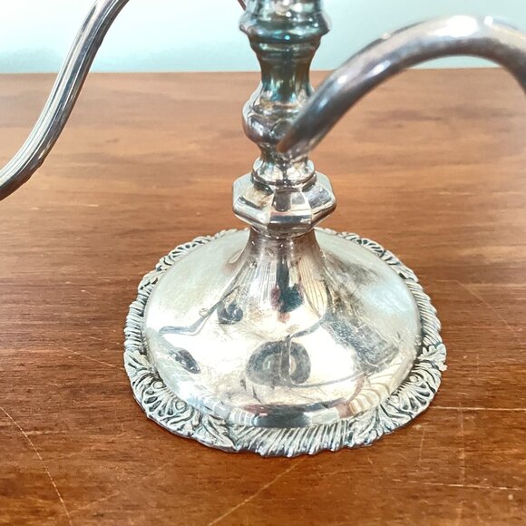 Vintage 3-Arm Silverplate Candelabra by Benedict Proctor  12” Wide Candle Holder - Picture 12 of 13